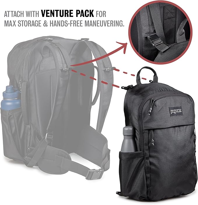 JanSport Venture Pack – Travel Pack With Large Main Compartment with Compression Straps, Dual Water Bottle Pockets, Padded Hip Belt & Luggage Trolley Pass-Through, Cargo Green