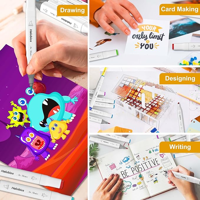 80 Alcohol Markers, Dual Tip Fine & Broad Drawing Markers Alcohol Marker Set with Case, Art Marker for Student Adults Coloring Artists Drawing Sketching Card Making and Illustration