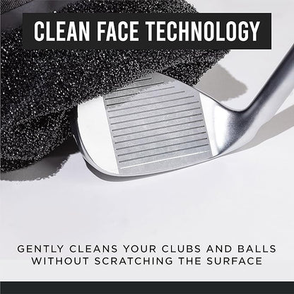 Club Scrub Golf Club and Golf Ball Cleaning Bag, Waterproof Clean Face Technology Liner, Detachable Clip, Machine Washable, Cleans Club Grooves, Dry Exterior (Neoprene or Microfiber Option Available)