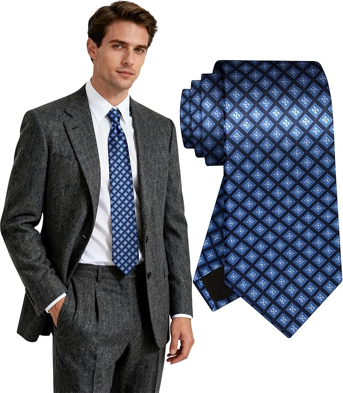 Fineknot Ties for Men, Jacquard Neck Ties, Mens Plaid Paisley Striped Tie, Classic Floral Mens Ties for Wedding Business
