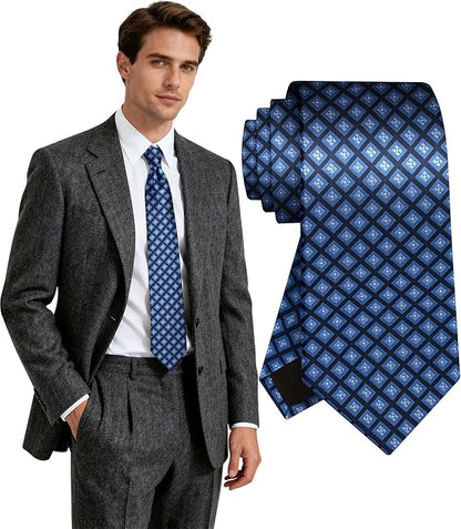 Fineknot Ties for Men, Jacquard Neck Ties, Mens Plaid Paisley Striped Tie, Classic Floral Mens Ties for Wedding Business