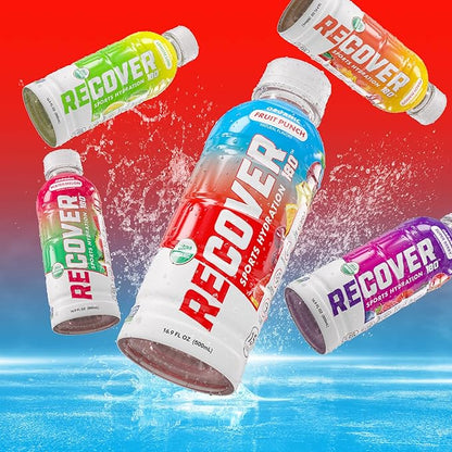RECOVER 180 Organic Sports Hydration Drink, No Sugar Added, 20 Calorie Sports Beverage, Organic Flavors With Vitamins, Potassium-Packed Electrolytes (16.9 Fl Oz (Pack of 12), Variety Pack)