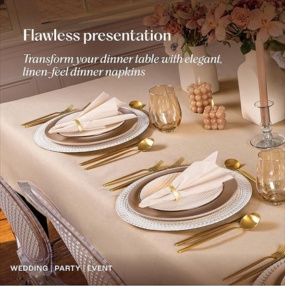 200-Pack Disposable Linen-Feel Light Green Napkins, 12" x 17" Cloth-Like Paper Dinner Napkins For Wedding, Bathroom, Party Or Event