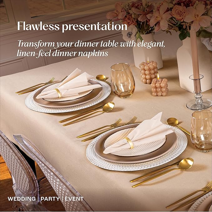 50-Pack Disposable Linen-Feel Blue Napkins, 12" x 17" Cloth-Like Paper Dinner Napkins For Wedding, Bathroom, Party Or Event
