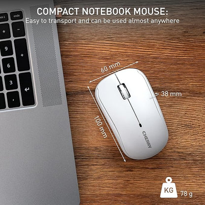 Cherry MW 2200 Compact Laptop Mouse with Nano USB Receiver and Carrying Pouch (White)