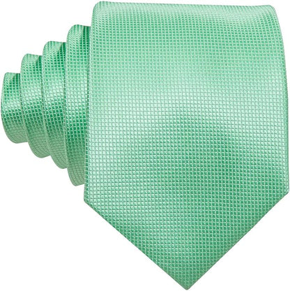 Barry.Wang Tie Sets for Men Silk Solid Necktie Stain Ties Handkerchief Pocket Square Cufflinks Wedding Business Dyed