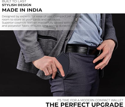 Real Leather Mens Trifold Wallet RFID Blocking Slim Minimalist Front Pocket - Thin & Stylish with ID Window in Gift Box