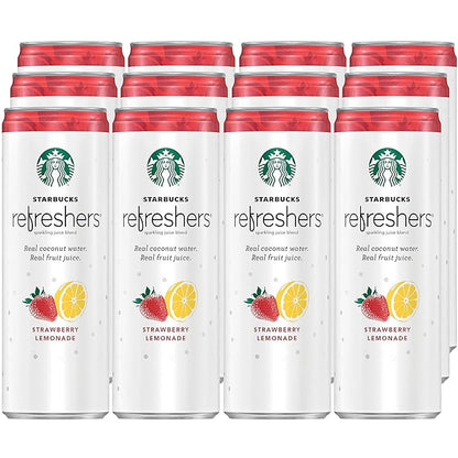 Starbucks, Refreshers with Coconut Water, Strawberry Lemonade, 12 fl Oz. Cans (12 Pack)