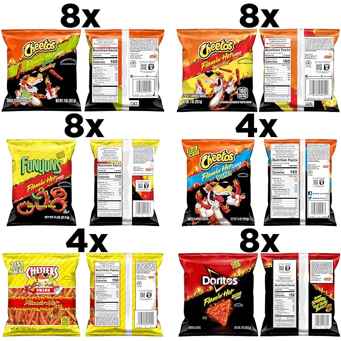 Frito-Lay Flamin' Hot Mix, Variety Pack (Pack of 40), Packaging May Vary