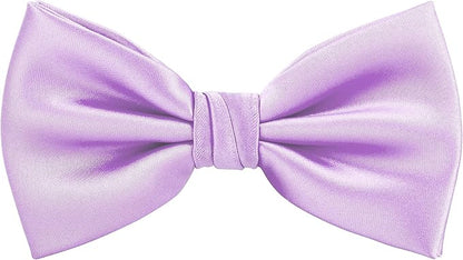 TIE G 5pcs Tie Set in WHITE OR BLACK GIFT BOX: Solid Color Necktie, Satin Bow Tie, Pocket Square, Lapel, Cuff Links