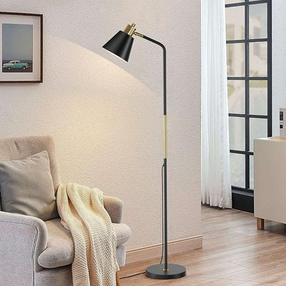 Industrial Floor Lamps for Living Rooms & Bedrooms - Rustic Farmhouse Reading Lamp - Standing, Adjustable Metal Heads Indoor Task Lighting for Living Room Bedroom Office Home Décor (Black-Large)