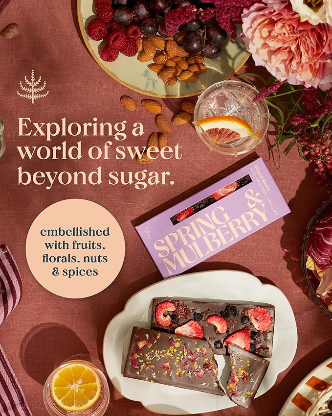 Spring & Mulberry Date-Sweetened Chocolate – 10-Bar Pack, Flavors with Hand-Topped Fruits, Nuts, Spices & Infused with Essential Oils for the Perfect Treat
