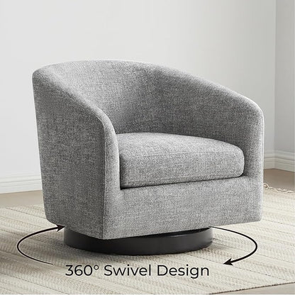 CHITA Swivel Accent Chair, FSC Certified Upholstered Fabric Barrel Chair for Living Room Set of 2, Fully Assembled, Pebble Grey
