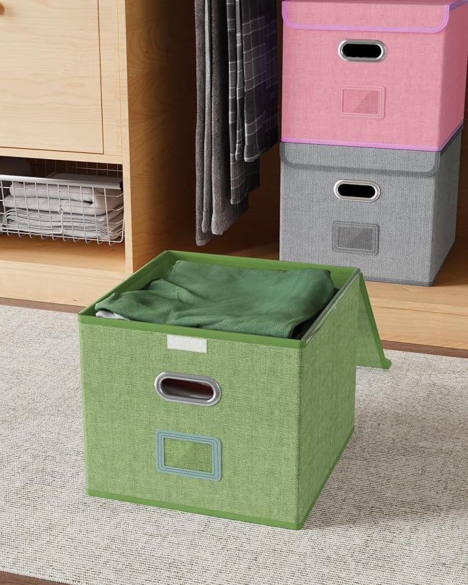 Oterri File Organizer Box,File Box,Small File Cabinet for Letter Folders,Light Green Portable Filing Box,Collapsible File Organizer for Office/Decor/Home-1 Pack - without Folders