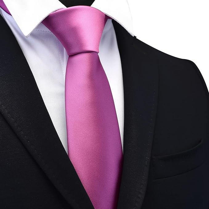 Branduce 3.15"（8cm） Mens Solid Satin Tie Pure Color Necktie for Business and Wedding + Gift Box