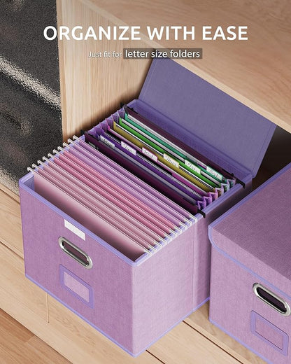 Oterri Lavender Portable Collapsible File Organizer Box for Office/Decor/Home - 1 Pack