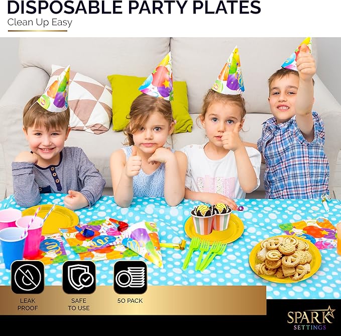 Disposable Paper Plates Yellow, 6 3/4 Inches Paper Dessert Plates, Strong and Sturdy Disposable Plates for Party, Dinner, Holiday, Picnic, or Travel Party Plates, Pack of 50