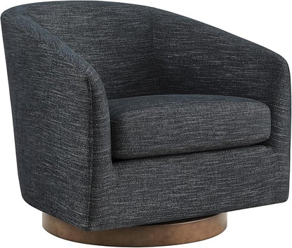 CHITA Swivel Accent Chair Set of 2, FSC Certified Upholstered Fabric Barrel Chair for Living Room, Fully Assembled, Midnight