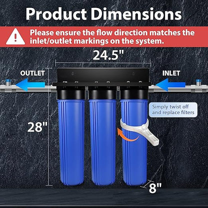 iSpring Whole House Water Filter System w/Auto-Flushing Spin Down Sediment Filter, Water Descaler, GAC+KDF, and Carbon Block Filter, WGB32B-KDS+WSP50ARB