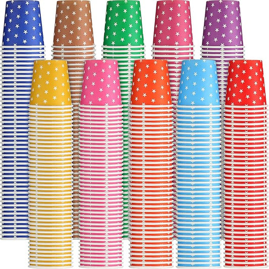 Thenshop 1000 Pack 5oz Paper Cups, Multicolor Small Disposable Cups, Hot/Cold Beverage Drinking Mouthwash for Parties, Picnic, Travel, Barbecues and Event, Star Style