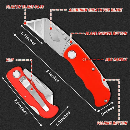 12 Pack Box Cutter, Folding Utility Knife with Spare 30 Pcs Blades, Sharp Box Cutters for Cardboard, Package, Carpet, Crafts, Navajas Para Trabajo, Razor Knife, Folding Knives, Box Opener