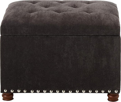 Adeco High End Dark Classy Tufted, Accents Rectangular Storage Bench Footstool, Dim Brown ttomans & Storage Ottomans Royal Olive Grey
