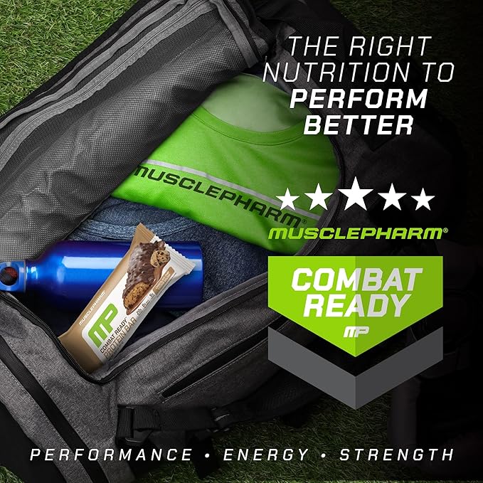 Muscle Pharm Combat Ready Chocolate Chip Cookie Dough Protein Bar,High Protein Bars,Combat Cravings,Fuel Performance & Meet Energy Demands,20g Protein from Whey Protein,5g Fiber,Gluten Free,4 Bars