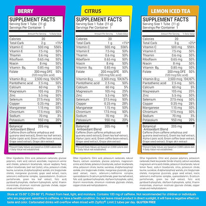 Zipfizz Daily Energy Drink Powder, Variety Pack, 15 Pack | 3-in-1 Sustained Energy, Rapid Hydration, and Essential Vitamins | Sugar-Free | Electrolyte Powder | Contains Vitamin B-12 & Antioxidants