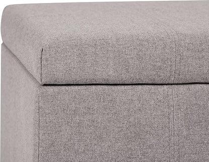 SIMPLIHOME Dover 36 inch Wide Contemporary Rectangle Storage Ottoman Bench in Cloud Grey Linen Look Fabric, Assembled, For the Living Room, Entryway and Family Room