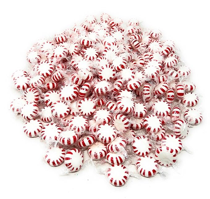 Holiday American Old Fashioned Peppermint Starlights Mints Hard Candy Discs Individually Wrapped Bulk 3 Lb's 200+ pcs (48-Oz)