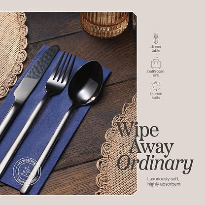 Disposable Dinner Napkins Blue Paper, [300 Pack] 12" x 17" 2-Ply Quilted Colored Blue Napkins For Wedding, Reception, Party Or Event