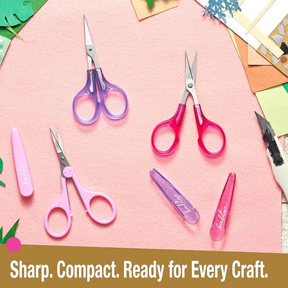 Beaditive High Precision Detail Scissors Set (2-Pc) Sharp, Fine Tips | Paper Cutting, Scrapbooking, Sewing, Crafting | Stainless Steel | Protective Cover (Jelly)