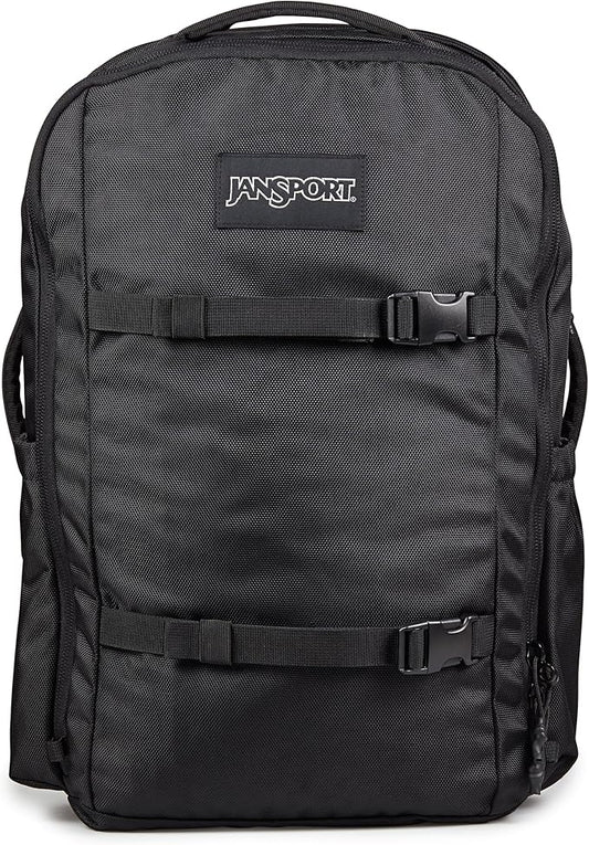 JanSport Venture Pack – Travel Pack With Large Main Compartment with Compression Straps, Dual Water Bottle Pockets, Padded Hip Belt & Luggage Trolley Pass-Through, Black