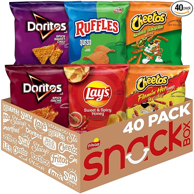 Frito-Lay Cheesy Spicy Sweet Variety Pack, 1oz Single Serve Bags, (Pack of 40) (Assortment May Vary)