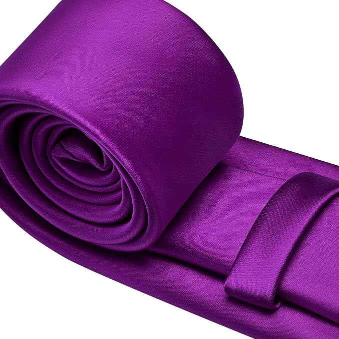 Branduce 3.15"（8cm） Mens Solid Satin Tie Pure Color Necktie for Business and Wedding + Gift Box