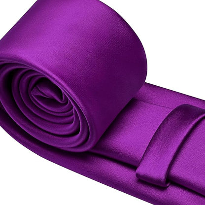 Branduce 3.15"（8cm） Mens Solid Satin Tie Pure Color Necktie for Business and Wedding + Gift Box