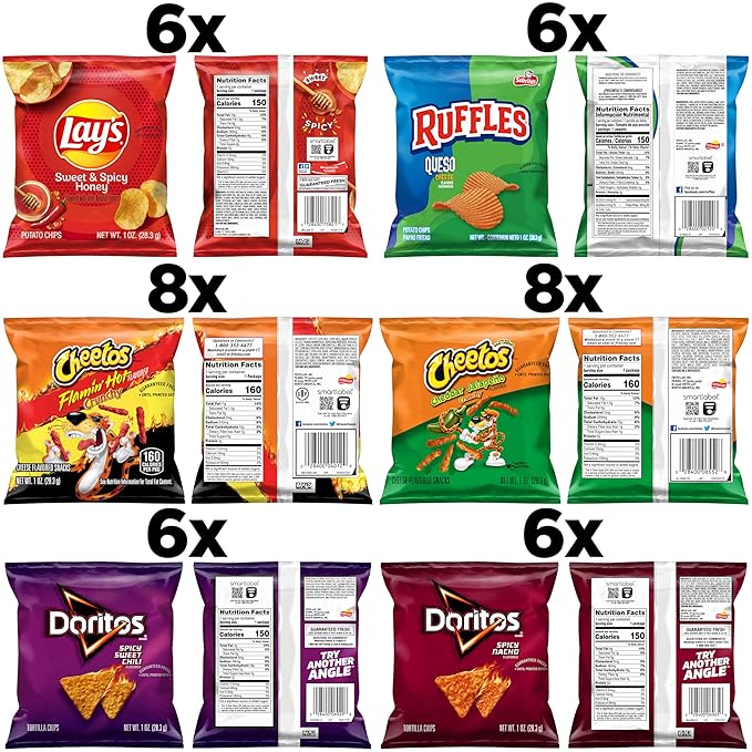 Frito-Lay Cheesy Spicy Sweet Variety Pack, 1oz Single Serve Bags, (Pack of 40) (Assortment May Vary)