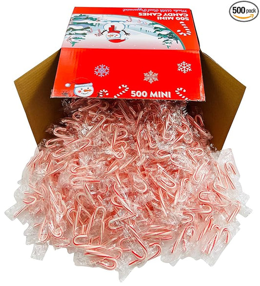 LA Signature Mini Candy Canes with Real Peppermint, Red & White, 500 Count (Pack of 1)