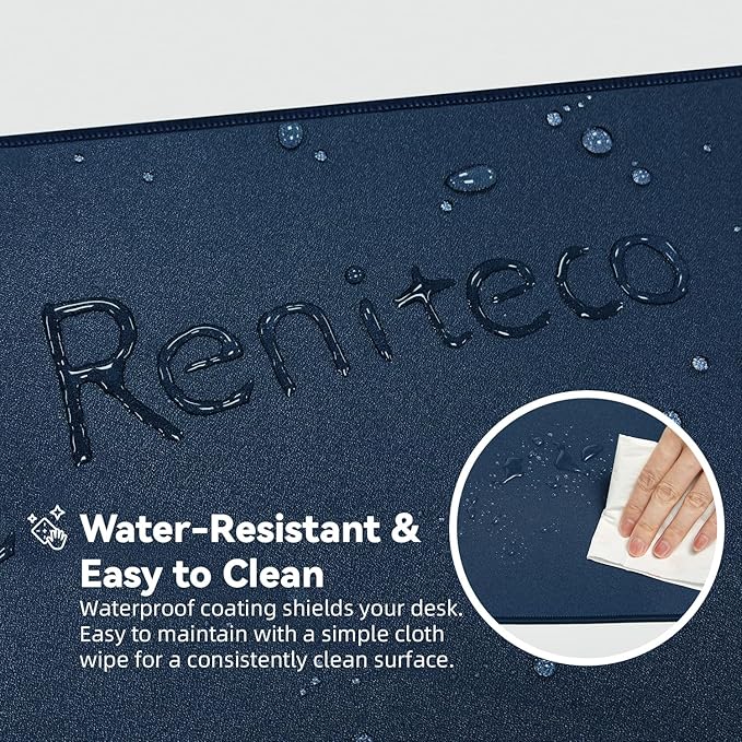Waterproof Large Gaming Mouse Pad with Durable Stitched Edges, Non-Slip Rubber Base, Smooth Surface Mouse Mat Desk Pad for Home Office Gaming, 27.5"x11.8"x0.08", Dark Blue