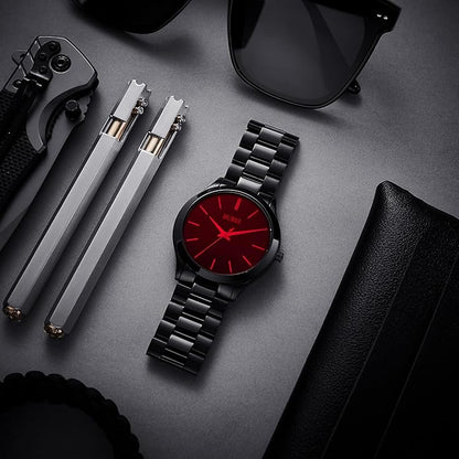 BUREI Men Watches Fashion Analog Stainless Steel Quartz Waterproof Watches,Gift for Men.