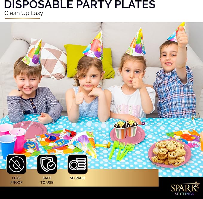Disposable Paper Plates Pink, 6 3/4 Inches Paper Dessert Plates, Strong and Sturdy Disposable Plates for Party, Dinner, Holiday, Picnic, or Travel Party Plates, Pack of 50