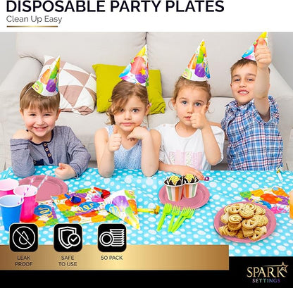 Disposable Paper Plates Pink, 6 3/4 Inches Paper Dessert Plates, Strong and Sturdy Disposable Plates for Party, Dinner, Holiday, Picnic, or Travel Party Plates, Pack of 50