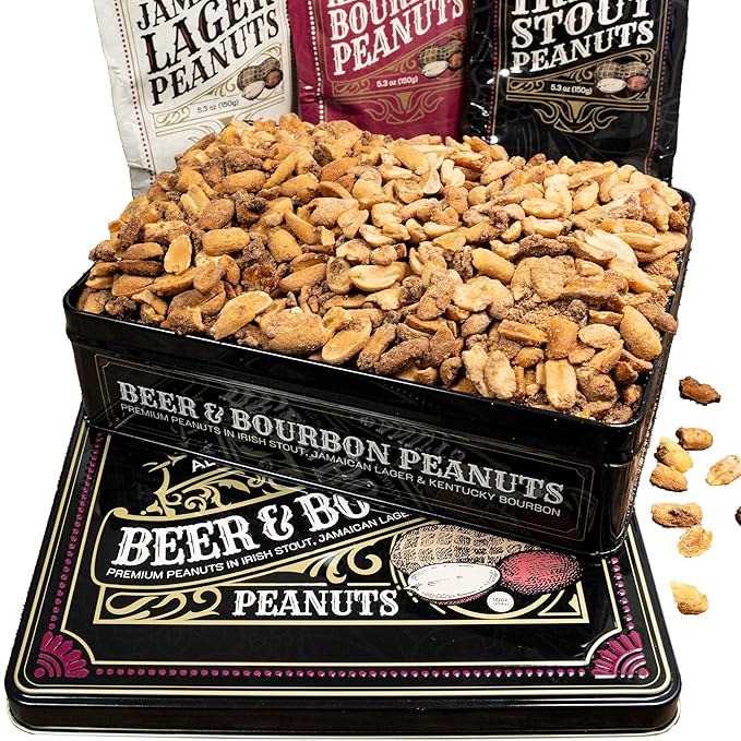 Nuts Gift Basket for Men, Unique Flavored Peanuts Assortment in a Cool Tin Gift Box, Birthday Gift for Men, Great Gift for Men, Healthy Snack