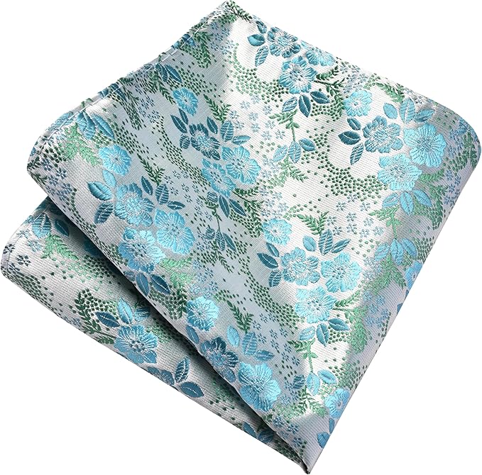 GUSLESON 3.15"（8cm） Mens Floral Tie and Lapel Pin Necktie Hankerchief Cufflinks Set for Men