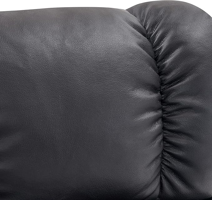 MCombo Swivel Recliners with Ottoman, Reclining TV Chairs with Vibration Massage, Faux Leather Ergonomic Lounge Chair for Living Room Bedroom 4832 (Black)