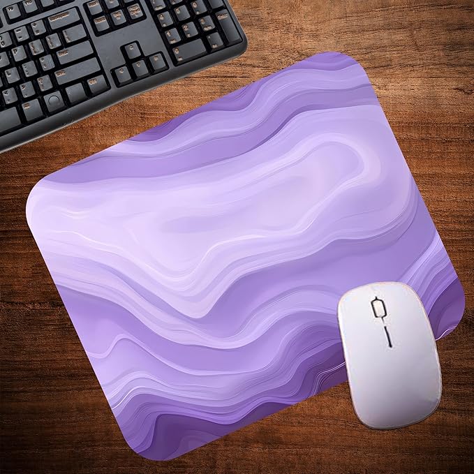 Purple Marble Agate Mouse Pad Mat Mousepad for Desk Computer Laptop PC Gaming Home or Office Gift Marbled Abstract (Light Purple MP30)
