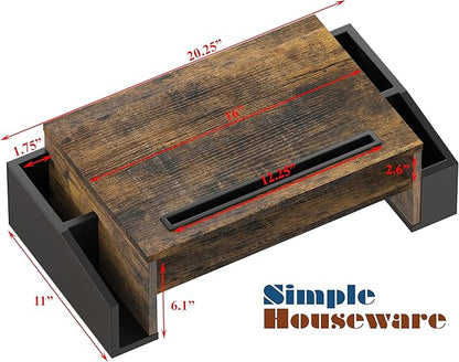 SIMPLE HOUSEWARE Desk Monitor Stand Riser with Adjustable Organizer Tray, Rustic Brown