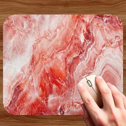 Red Marble Agate Mouse Pad Mat Mousepad for Desk Computer Laptop PC Gaming Home or Office Gift Marbled Abstract (Red MP52)