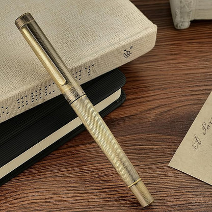 Bronze Rollerball Pen, Stunning Luxury with Mesh Texture Design、Schmidt Ink Refill, Nice Gift Set for Men & Women, Business, Executive, Office, Writing, Graduation, Nice Fancy Designer Pens
