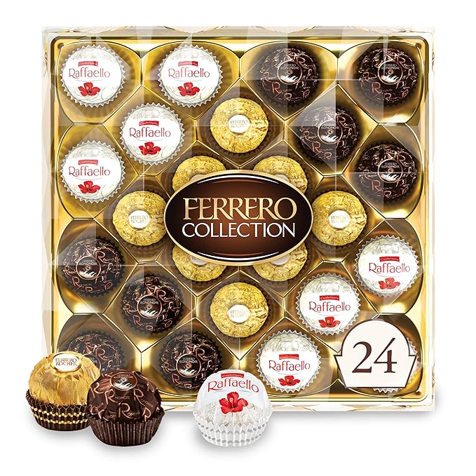 Ferrero Collection, 24 Count, Premium Gourmet Assorted Hazelnut Milk Chocolate, Dark Chocolate and Coconut, 9.1 oz